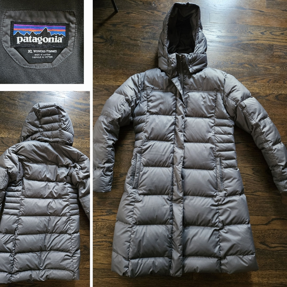 Patagonia Dark Gray Goose Down Parka Women's Sz XL
